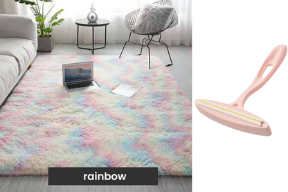 ⏳Limited-time 60% off⏰Plush Floor Mat with Gradient Color - High-Density Faux Fur & Non-Slip: Perfect for Living Room/Bedroom (Safe for Kids!)