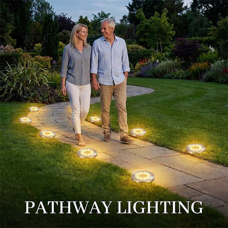🔥 Hot sale 50% OFF🔥Stainless steel solar-powered ground light with 8 LED bulbs