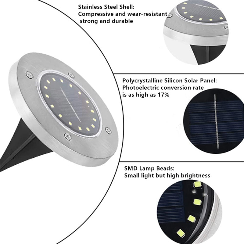 🔥 Hot sale 50% OFF🔥Stainless steel solar-powered ground light with 8 LED bulbs