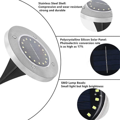 🔥 Hot sale 50% OFF🔥Stainless steel solar-powered ground light with 8 LED bulbs