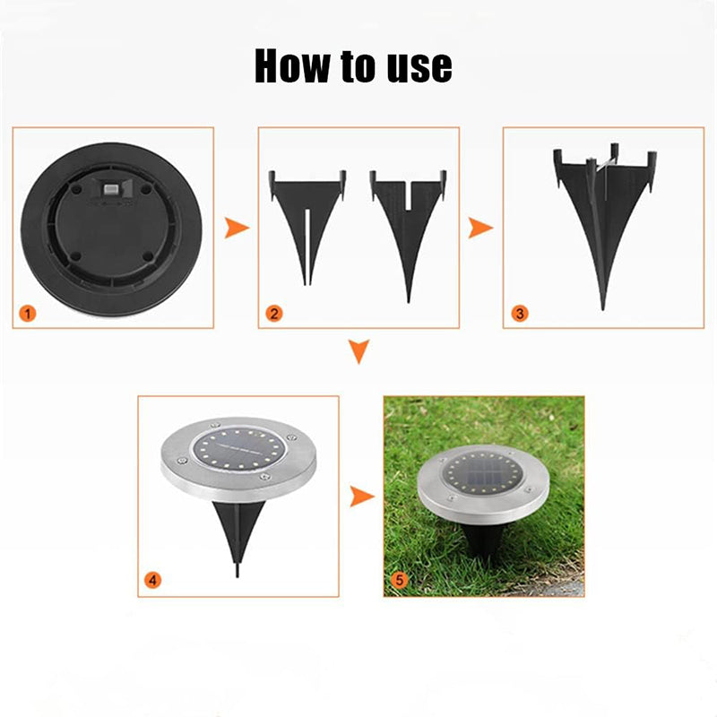 🔥 Hot sale 50% OFF🔥Stainless steel solar-powered ground light with 8 LED bulbs