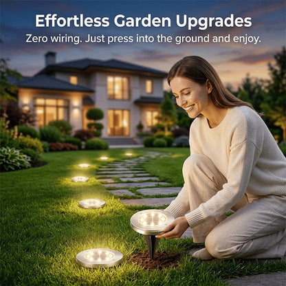 🔥 Hot sale 50% OFF🔥Stainless steel solar-powered ground light with 8 LED bulbs