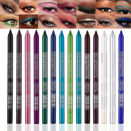 ✏️ 50% OFF NOW! 🌈 14-Pack Waterproof Colored Gel Eyeliner Pencil – Metallic & Shimmer Finishes, Smudge-Proof ✨