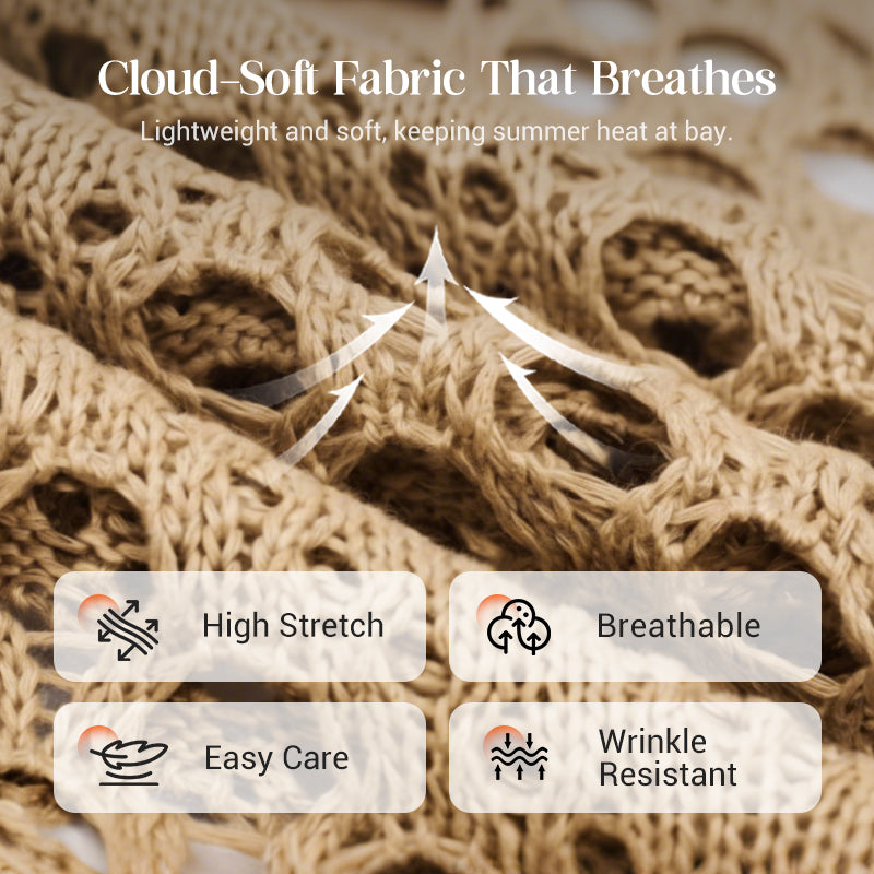 ⏰Last day sale 50% OFF🔥Hot Sale-Womens Bohemian-Inspired Beige Crochet Top with V-Neck