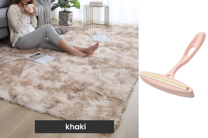 ⏳Limited-time 60% off⏰Plush Floor Mat with Gradient Color - High-Density Faux Fur & Non-Slip: Perfect for Living Room/Bedroom (Safe for Kids!)