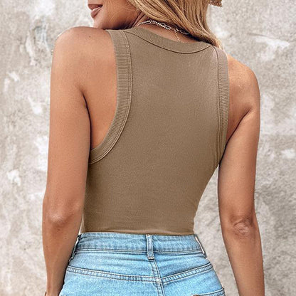🔥 LIMITED-TIME 50% OFF! 👕 Women's Ribbed Tank Top with Shelf Bra – Light Support, Wide Straps, Ribbed 🌸