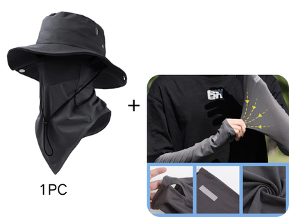 🧢 50% OFF NOW ! ⚡ Breathable Fisherman Hat with Detachable Face Mask – Sun Protection, Ventilated & Removable Mask Design ☀️
