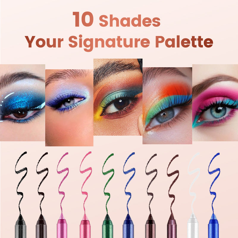 ✏️ 50% OFF NOW! 🌈 14-Pack Waterproof Colored Gel Eyeliner Pencil – Metallic & Shimmer Finishes, Smudge-Proof ✨