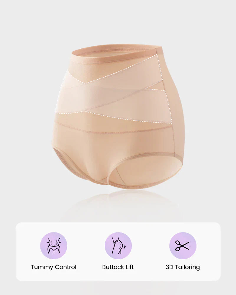 💕Limited Sale 50% OFF✨Plus-Size High-Waist Cross Tummy Control Panties