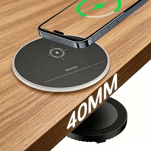 Invisible Under-Desk Wireless Charger – Hidden 40MM Fast Charging Pad for iPhone, Samsung & Qi Devices