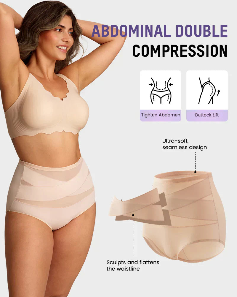 💕Limited Sale 50% OFF✨Plus-Size High-Waist Cross Tummy Control Panties