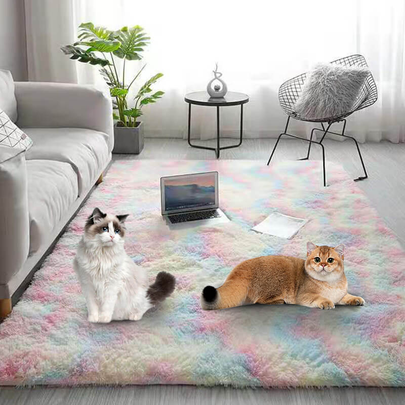 ⏳Limited-time 60% off⏰Plush Floor Mat with Gradient Color - High-Density Faux Fur & Non-Slip: Perfect for Living Room/Bedroom (Safe for Kids!)