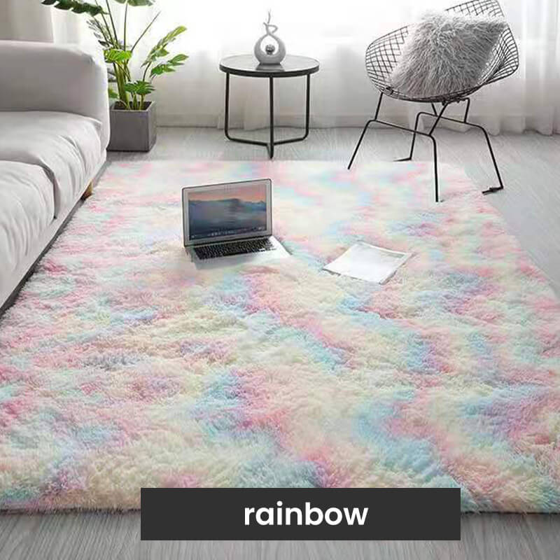 ⏳Limited-time 60% off⏰Plush Floor Mat with Gradient Color - High-Density Faux Fur & Non-Slip: Perfect for Living Room/Bedroom (Safe for Kids!)