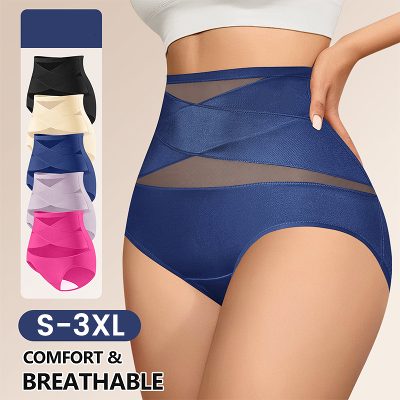 💕Limited Sale 50% OFF✨Plus-Size High-Waist Cross Tummy Control Panties