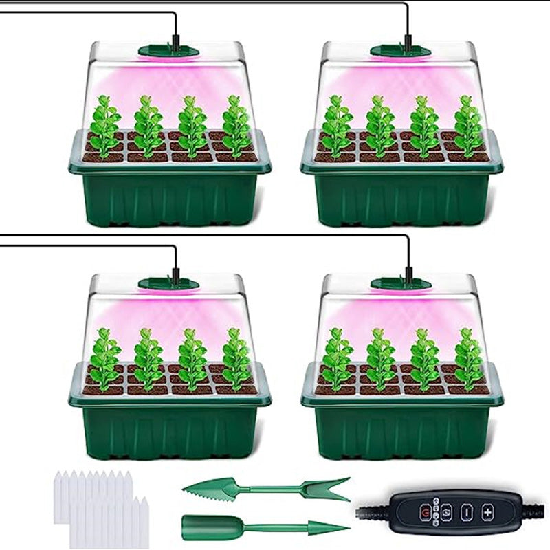 💎50% OFF! 💎 Grow Trays with Grow Light – Humidity Control, Transparent, and Full-Spectrum Light 🌱💡