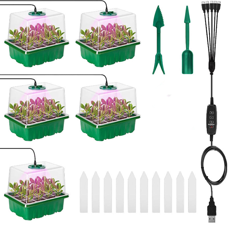 💎50% OFF! 💎 Grow Trays with Grow Light – Humidity Control, Transparent, and Full-Spectrum Light 🌱💡