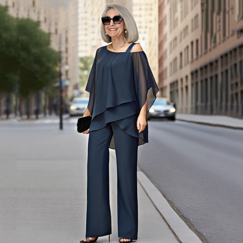 💎 50% OFF – LIMITED TIME! 💎 Women’s Irregular Chiffon Top & Wide-Leg Pants 2-Piece Set – Flowy, Elegant & Effortlessly Chic 👚👖