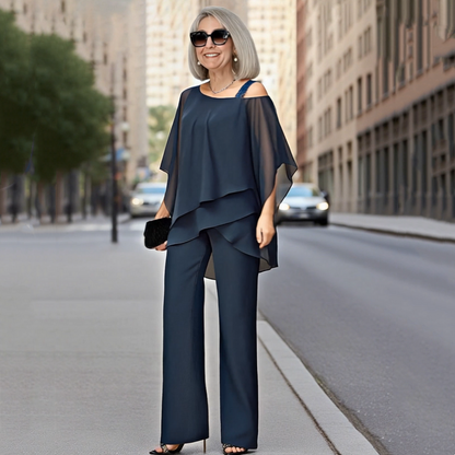 💎 50% OFF – LIMITED TIME! 💎 Women’s Irregular Chiffon Top & Wide-Leg Pants 2-Piece Set – Flowy, Elegant & Effortlessly Chic 👚👖