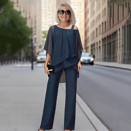 💎 50% OFF – LIMITED TIME! 💎 Women’s Irregular Chiffon Top & Wide-Leg Pants 2-Piece Set – Flowy, Elegant & Effortlessly Chic 👚👖
