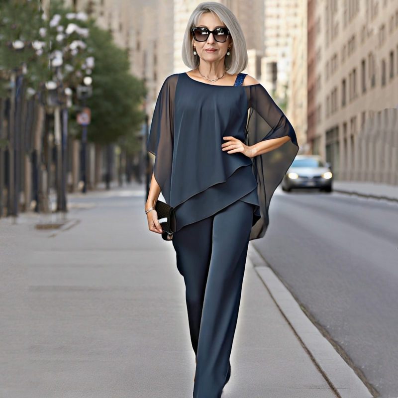 💎 50% OFF – LIMITED TIME! 💎 Women’s Irregular Chiffon Top & Wide-Leg Pants 2-Piece Set – Flowy, Elegant & Effortlessly Chic 👚👖