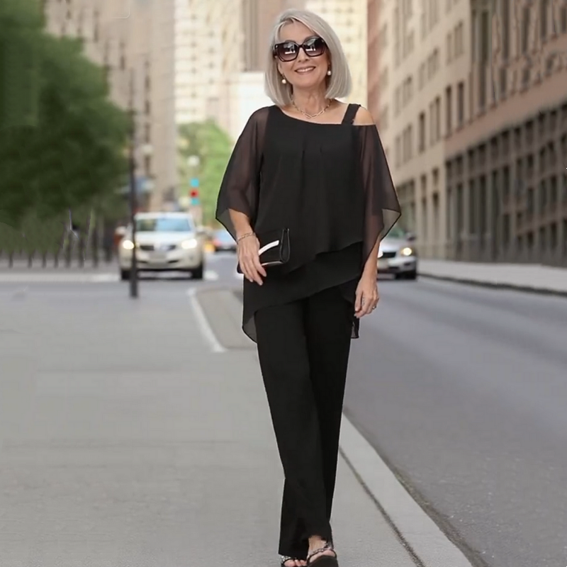 💎 50% OFF – LIMITED TIME! 💎 Women’s Irregular Chiffon Top & Wide-Leg Pants 2-Piece Set – Flowy, Elegant & Effortlessly Chic 👚👖