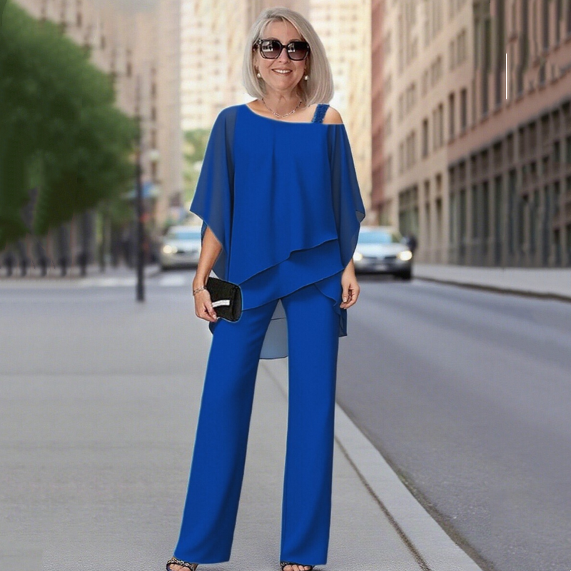 💎 50% OFF – LIMITED TIME! 💎 Women’s Irregular Chiffon Top & Wide-Leg Pants 2-Piece Set – Flowy, Elegant & Effortlessly Chic 👚👖