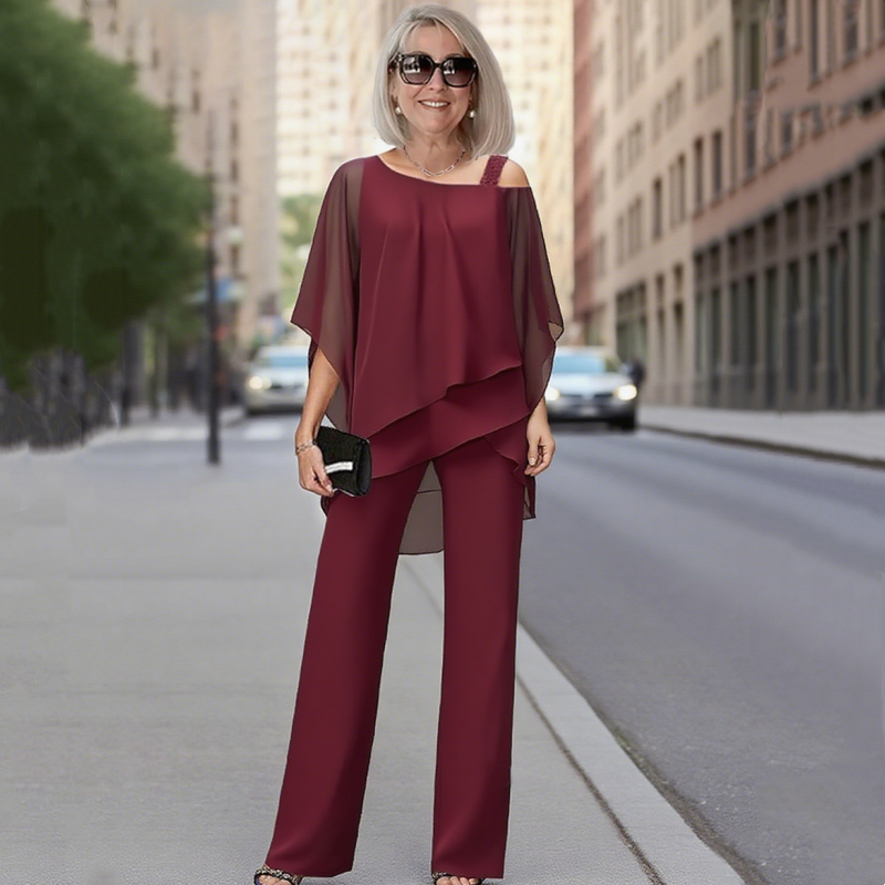 💎 50% OFF – LIMITED TIME! 💎 Women’s Irregular Chiffon Top & Wide-Leg Pants 2-Piece Set – Flowy, Elegant & Effortlessly Chic 👚👖