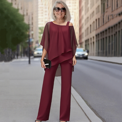 💎 50% OFF – LIMITED TIME! 💎 Women’s Irregular Chiffon Top & Wide-Leg Pants 2-Piece Set – Flowy, Elegant & Effortlessly Chic 👚👖