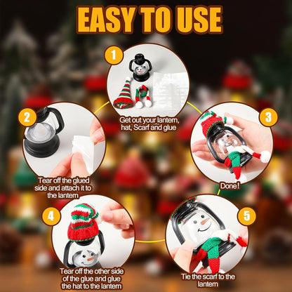 🎅Christmas Specials-Christmas Decoration Mini Snowman Lantern with Hats and Scarves