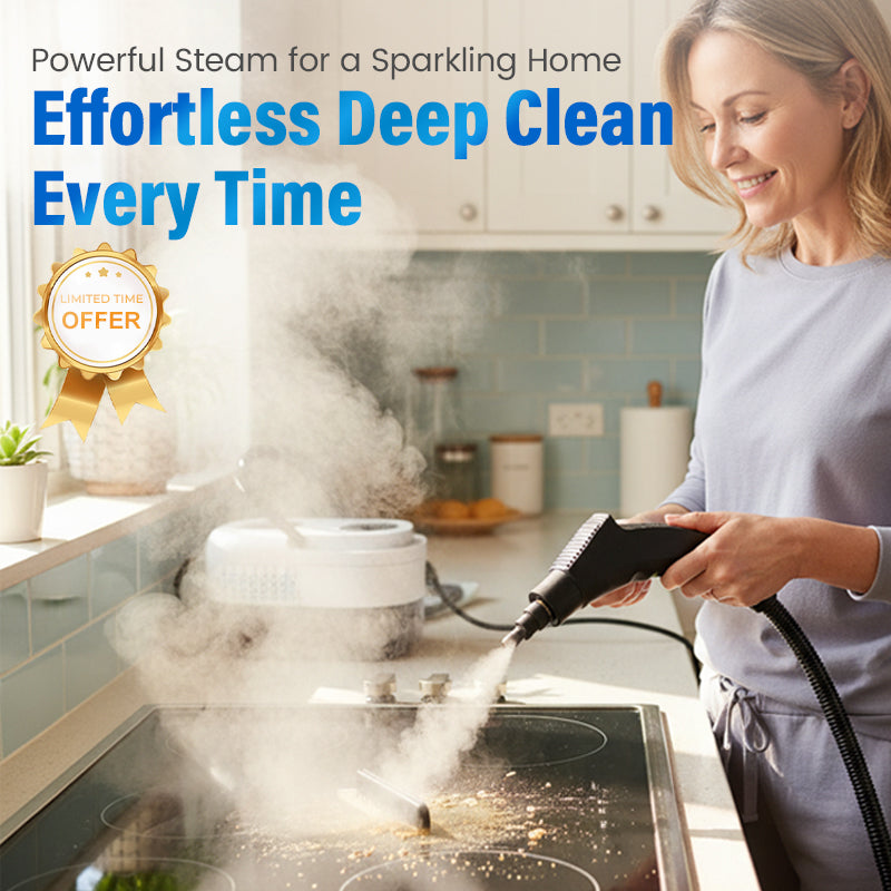 🥳2026 HOT SALE⏰ 50% OFF! High‑Temp Steam Cleaner – 105°C steam, 15s heat‑up. Kills 99.9% germs, no chemicals. 6 levels, large 1100ml tank. Multi‑surface magic! 🔥✨