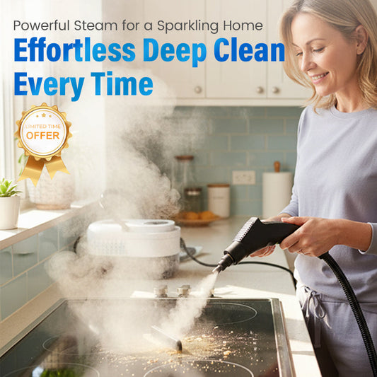🥳2026 HOT SALE⏰ 50% OFF! High‑Temp Steam Cleaner – 105°C steam, 15s heat‑up. Kills 99.9% germs, no chemicals. 6 levels, large 1100ml tank. Multi‑surface magic! 🔥✨