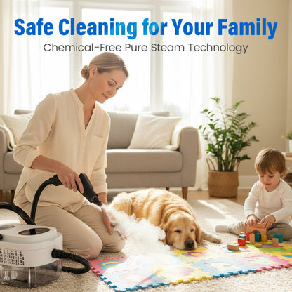🥳2026 HOT SALE⏰ 50% OFF! High‑Temp Steam Cleaner – 105°C steam, 15s heat‑up. Kills 99.9% germs, no chemicals. 6 levels, large 1100ml tank. Multi‑surface magic! 🔥✨