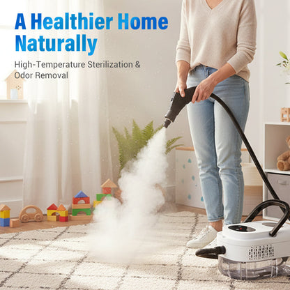 🥳2026 HOT SALE⏰ 50% OFF! High‑Temp Steam Cleaner – 105°C steam, 15s heat‑up. Kills 99.9% germs, no chemicals. 6 levels, large 1100ml tank. Multi‑surface magic! 🔥✨