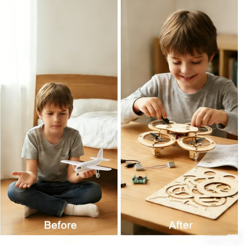 🎁🔥 HOT SALE 50%OFF 🔥🧩 DIY Wooden Drone Building Kit 🚁
