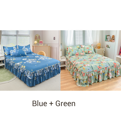 🛏️ 50% OFF NOW! 🎀 3-Piece Ruffled Bed Skirt Set – Elegant Design, Easy Fit & Complete Coverage 🛌