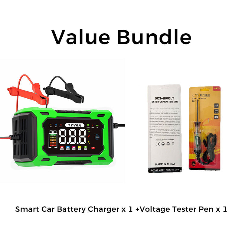 🔥Hot Sale Offers-12V 6A Smart Car Battery Charger with Pulse Repair