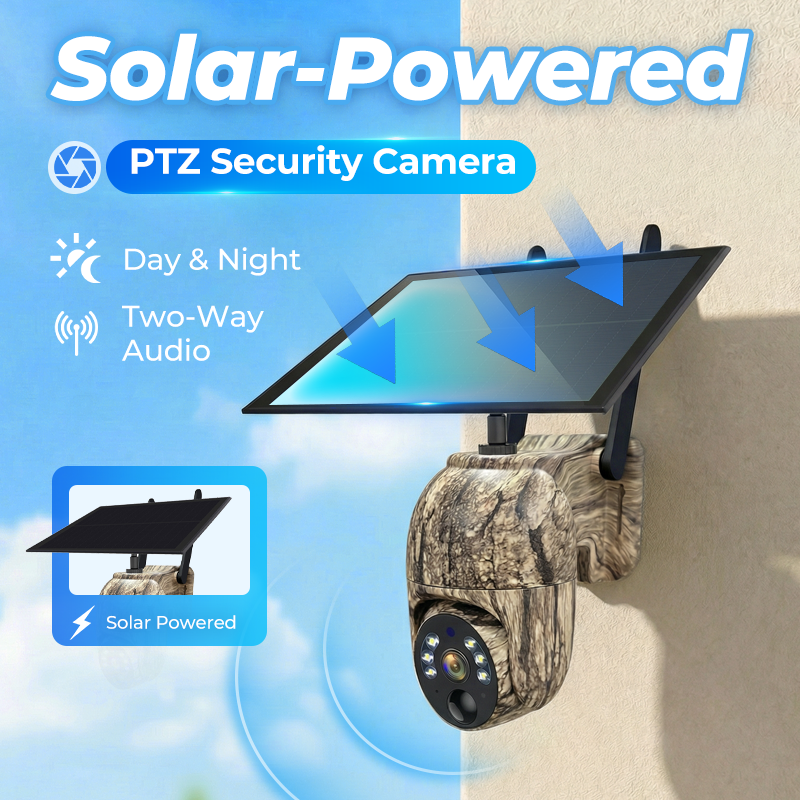 🥳2026 HOT SALE🥳💞50K+ SOLD!🏠⚡ 50% OFF! 4MP Solar PTZ Camera – 355° pan & tilt, eliminates blind spots. Built-in battery, solar rechargeable. Two-way talk, instant alerts. Tough enough for any weather. 🌧️🛡️
