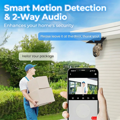 🥳2026 HOT SALE🥳💞50K+ SOLD!🏠⚡ 50% OFF! 4MP Solar PTZ Camera – 355° pan & tilt, eliminates blind spots. Built-in battery, solar rechargeable. Two-way talk, instant alerts. Tough enough for any weather. 🌧️🛡️