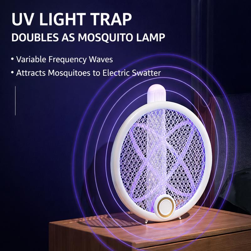 📢📢 50% OFF ⏰💎 Foldable Electric Mosquito Swatter with UV Attract Light – 2-in-1 Automatic Mosquito Killer🦟💡 Rechargeable, safe, ideal for home & travel.✅