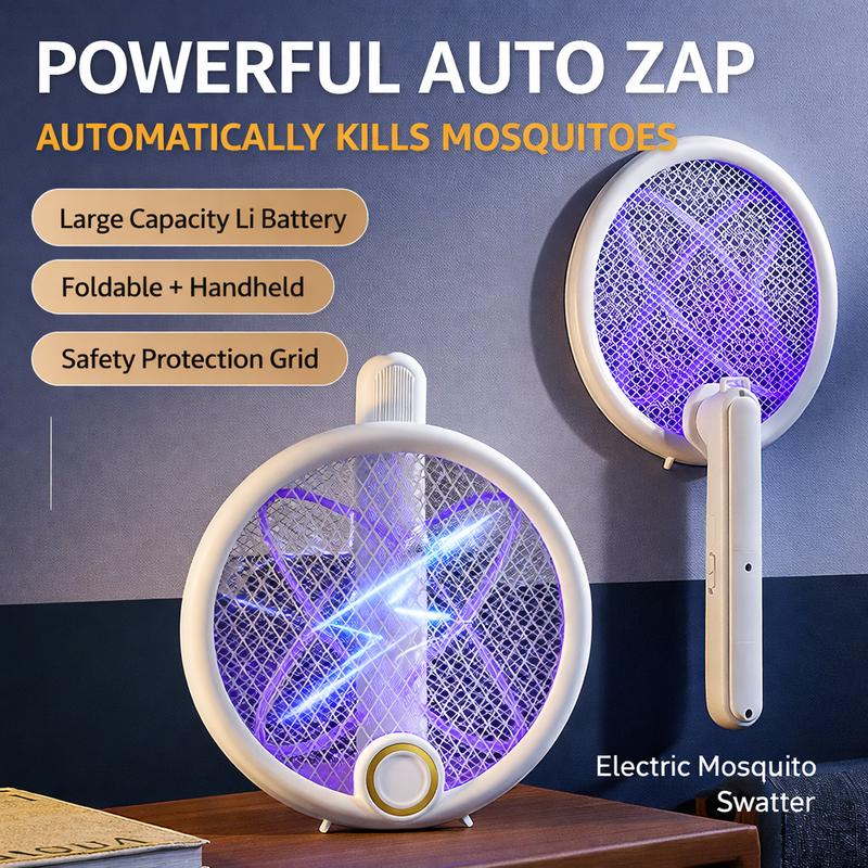 📢📢 50% OFF ⏰💎 Foldable Electric Mosquito Swatter with UV Attract Light – 2-in-1 Automatic Mosquito Killer🦟💡 Rechargeable, safe, ideal for home & travel.✅