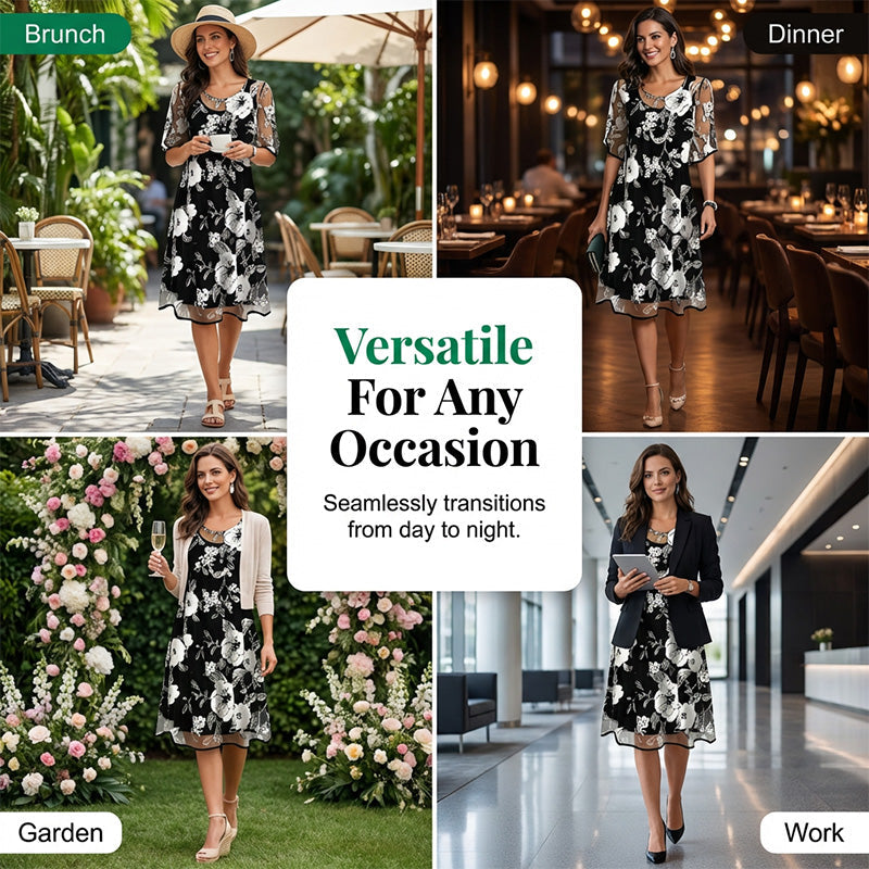 ⏰🔥LIMITED TIME 50% OFF! 🌸 Women’s Elegant Floral Print Chiffon Dress – Flowing, Lightweight & Perfect for Any Occasion ✨💃