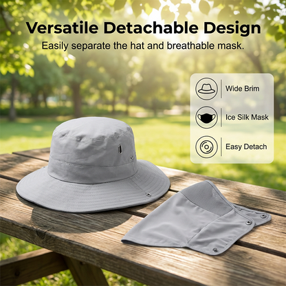 🧢 50% OFF NOW ! ⚡ Breathable Fisherman Hat with Detachable Face Mask – Sun Protection, Ventilated & Removable Mask Design ☀️