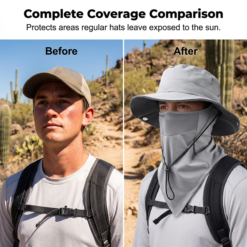 🧢 50% OFF NOW ! ⚡ Breathable Fisherman Hat with Detachable Face Mask – Sun Protection, Ventilated & Removable Mask Design ☀️