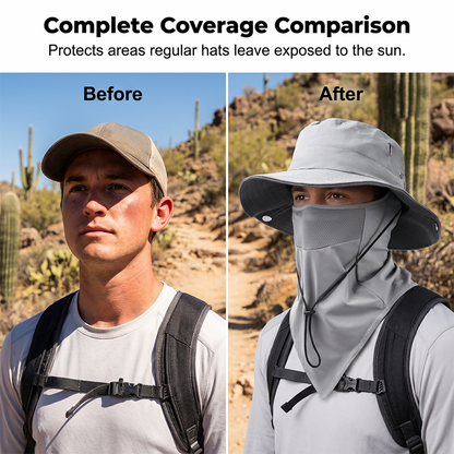 🧢 50% OFF NOW ! ⚡ Breathable Fisherman Hat with Detachable Face Mask – Sun Protection, Ventilated & Removable Mask Design ☀️