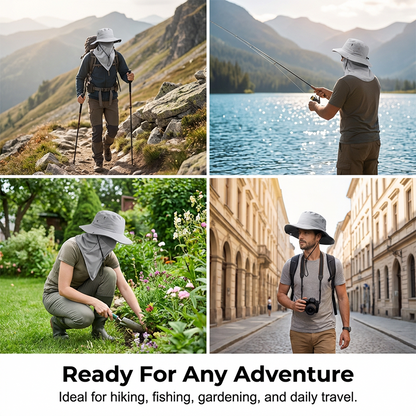 🧢 50% OFF NOW ! ⚡ Breathable Fisherman Hat with Detachable Face Mask – Sun Protection, Ventilated & Removable Mask Design ☀️
