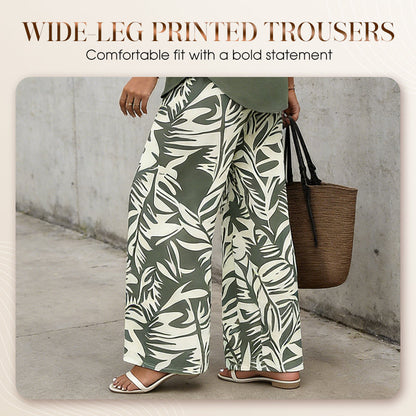 🥳2026 HOT SALE 50% OFF! 🥳 💞Women's V-Neck Blouse & Printed Wide-Leg Pants Set