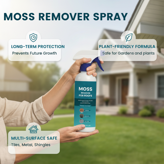 🌟LAST DAY BUY 2 GET 1 FREE!!🌧️ Multi-Surface Roof Moss & Algae Cleaner Spray – Spray, Rinse, and Watch It Shine! 🏠✨ Tough on moss, gentle on plants – a cleaner roof in minutes. 🌿💧