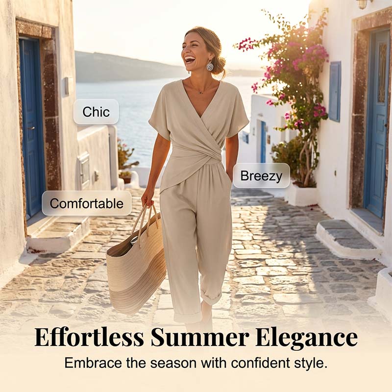 🎁2026 New arrivals 50% OFF💥💃 Elegant V-neck and waist accent – instantly create a feminine look!