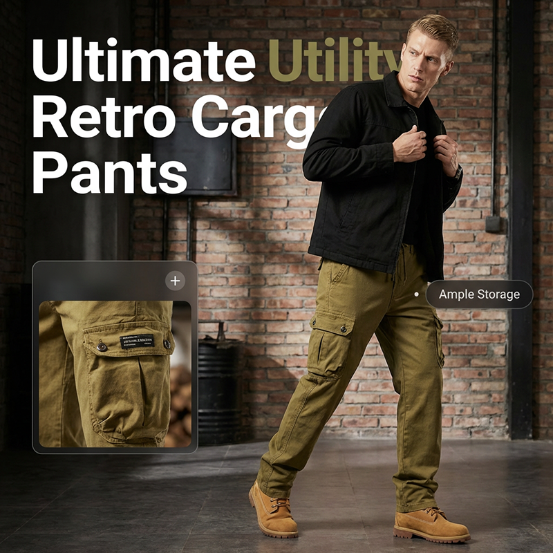 🥳2026 HOT SALE🥳💞50K+ SOLD!🌿✨ 50% OFF! Men's Retro Multi-Pocket Cargo Pants