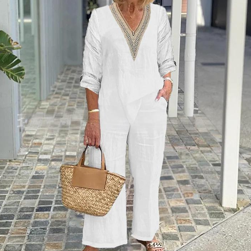 🔥LIMITED TIME 50% OFF!⏰Women's V-Neck Top & Wide-Leg Pants